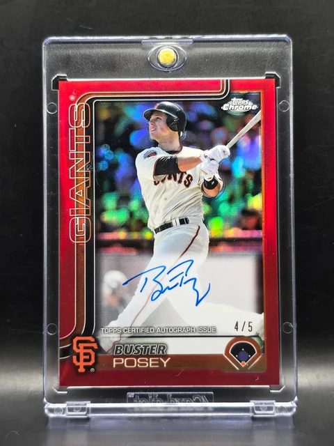 2025 Topps Chrome Buster Posey Red Refractor On Card Auto /5 - Giants