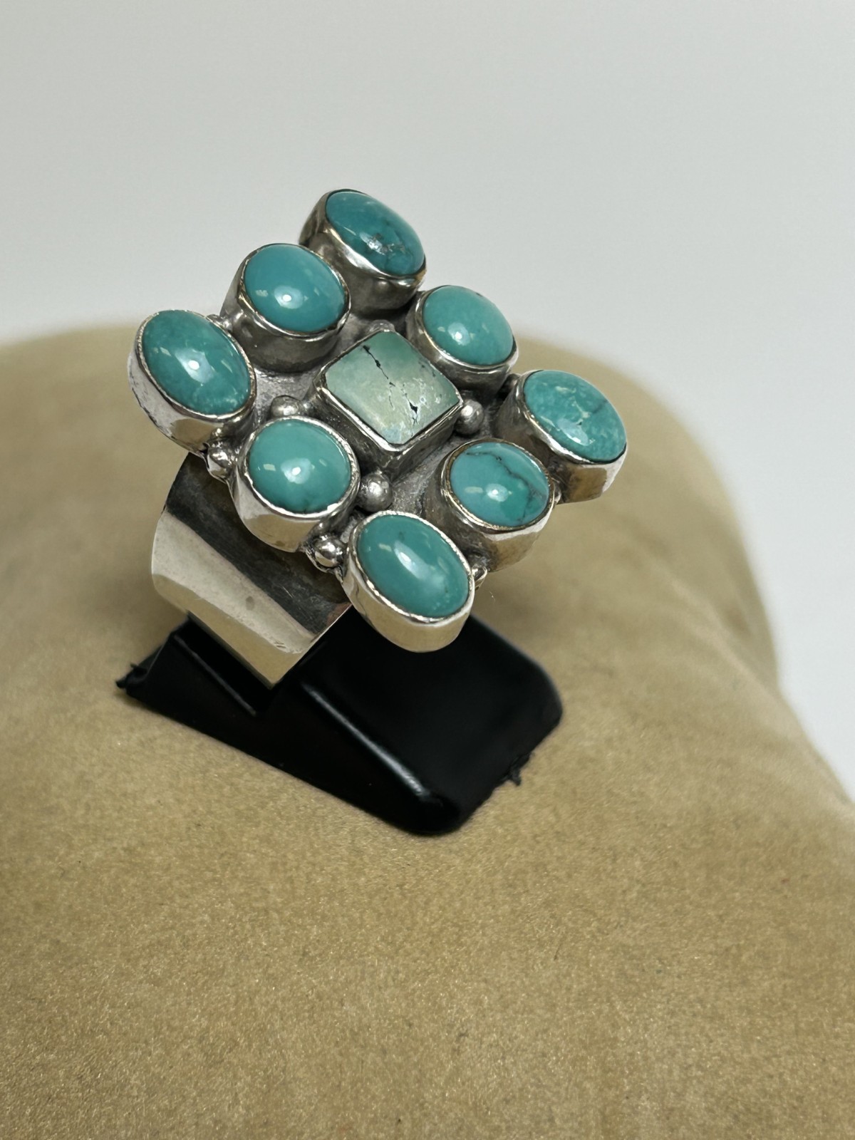 ALLURING STERLING SILVER LARGE 9 STONE TURQUOISE … - image 2