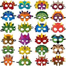 LATERN 24pc Felt Dinosaur Masks, Kids & Adults Unisex Party Masks,...