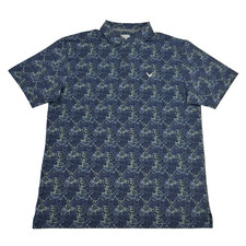Callaway Golf Polo Shirt Men's M Blue Cocktail Print Opti-Dri Short Sleeve NEW