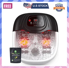 Foot Spa Bath Massager with Heat Bubbles Vibration Red Light for Stress Relief