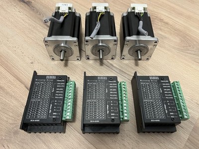 CNC Schrittmotor Set   3× Sanyo Denki + Treiber + Ringkerntrafo + Gleichrichter