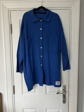 Ladies Blue Vintage Sloppy Joe Long Sleeved Button Through Cardigan 24/26