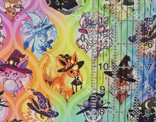 Custom 100 Cotton Woven Fabric Eevee Evolution Pokemon By the 1/4 Yard 9x56