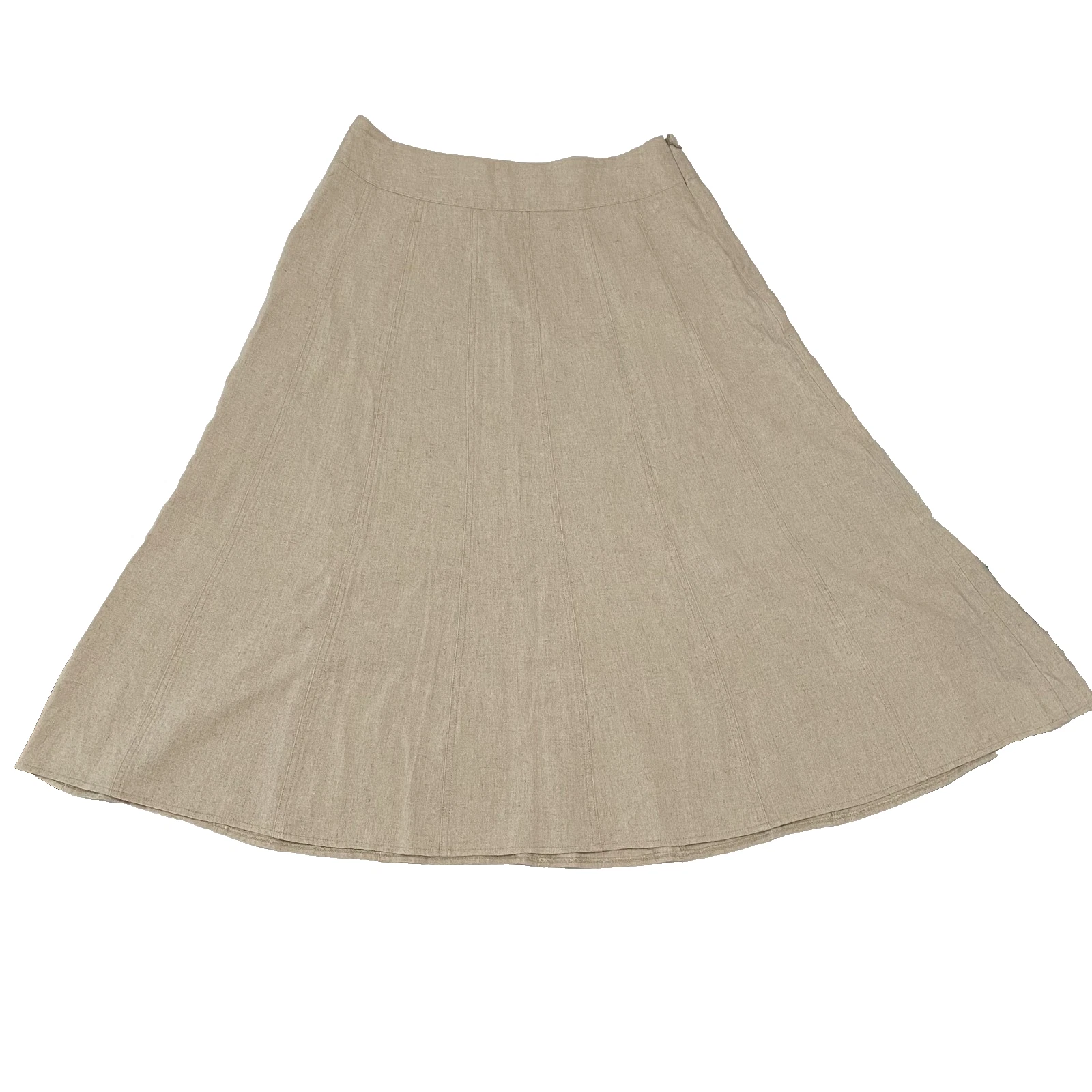 Linen Blend Tan Midi Skirt 10 European Summer Coastal Capsule Sustainable