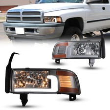 Headlights Assembly for Dodge Ram 1994 2002 1500 2500 3500 4000 Chrome LED DRL