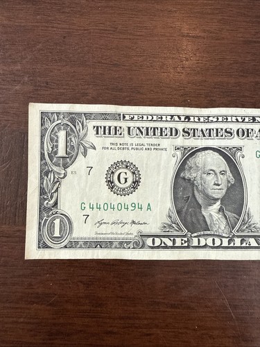 5 Of A Kind 4’s Trinary G44040494A 2021 $1 Dollar Bill Fancy Serial Number - Picture 4 of 6
