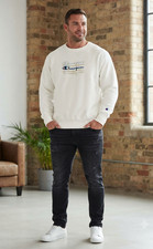   VINTAGE Champion Reverse Weave Sweatshirt XXL White Embroidered Multi-Logo 2XL