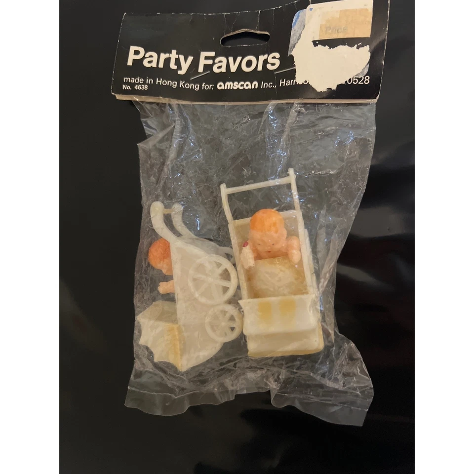 Amscan Party Favors 密封婴儿淋浴婴儿推车婴儿车双胞胎蛋糕装饰复古 — 第 3/4 张图片