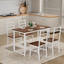 Dining Table Set for 4, Wood Kitchen Table Chairs Set, Space-Saving Design, Mo