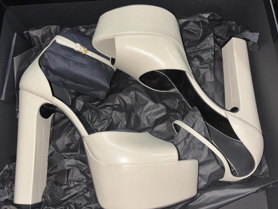 Saint Laurent Mujer Nuevo Belfagor Perla Plataforma Tacones Altos Perla 10 EE. UU./42 Foto 2 de 4