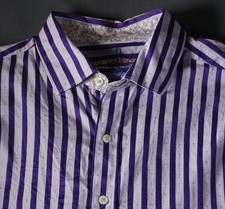 Robert Graham Shirt Mens XL Purple Striped Polka Dot Button Up Long Sleeve