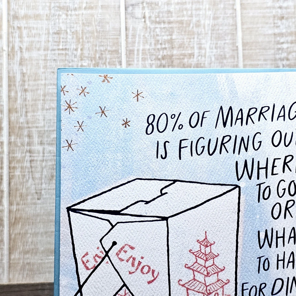 American Greetings Anniversary Card Blue Take Out Dinner Funny Humor - Image 2 of 4