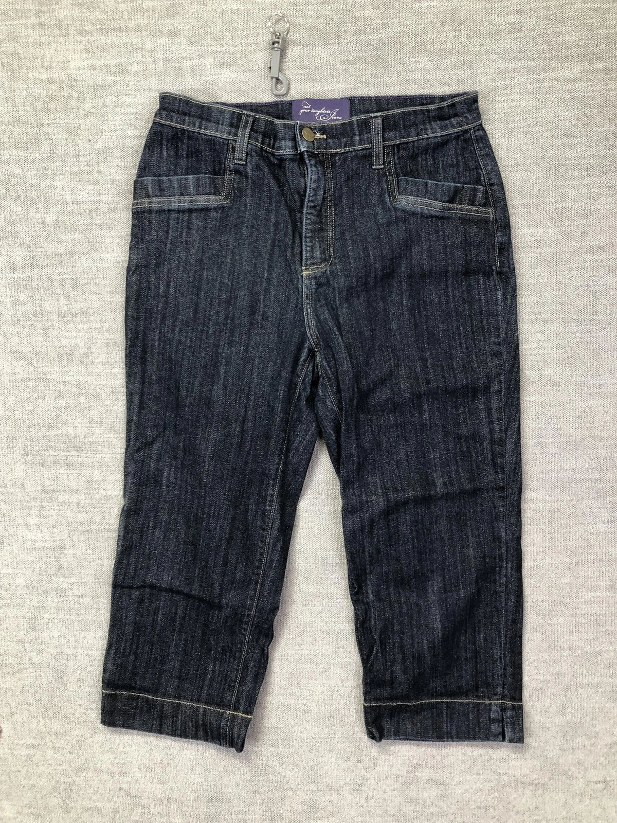 NYDJ Capri Jeans Womens Size 8 Dark Blue Denim Crop Pants Lift Tuck USA