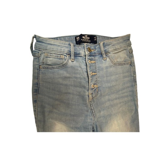 Hollister Womens Jeans Light Blue W23 L26 Distressed High Rise Crop Super Skinny - Picture 5 of 14