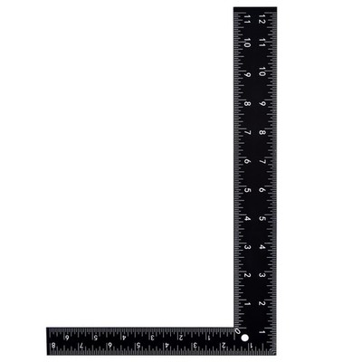 Carpenter Square set 8x12 In Heavy Duty Carbon Steel L Ruler Black