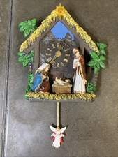Collection ETC Musical Nativity Wall Pendulum Clock, plays "Silent Night"