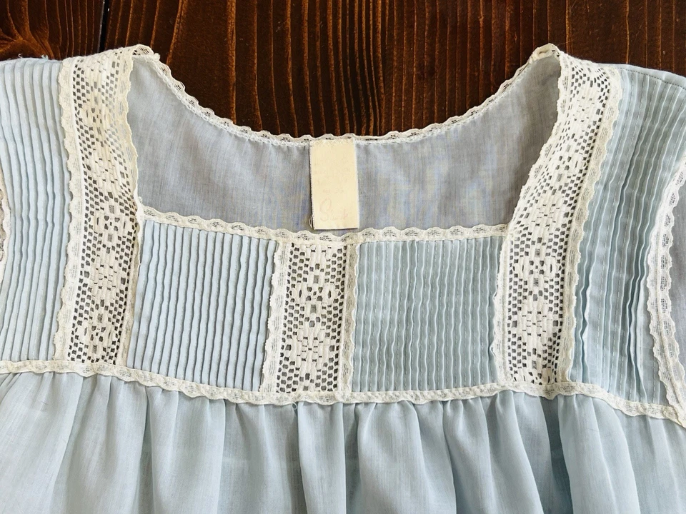 Camisón Sears Encaje Bebé Azul Talla 36/Mediano Ligero Vintage años 60’s Foto 4 de 4
