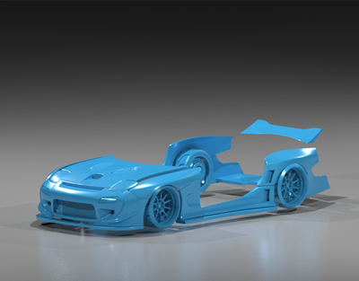 Pandem Style V3 Wide Body Kit For Hot Wheels Mazda RX7 FD - Resin