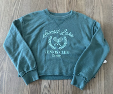 Girls Green SO "SUNSET LAKE TENNIS CLUB" est. 1987 Cropped Sweatshirt SMALL NWT