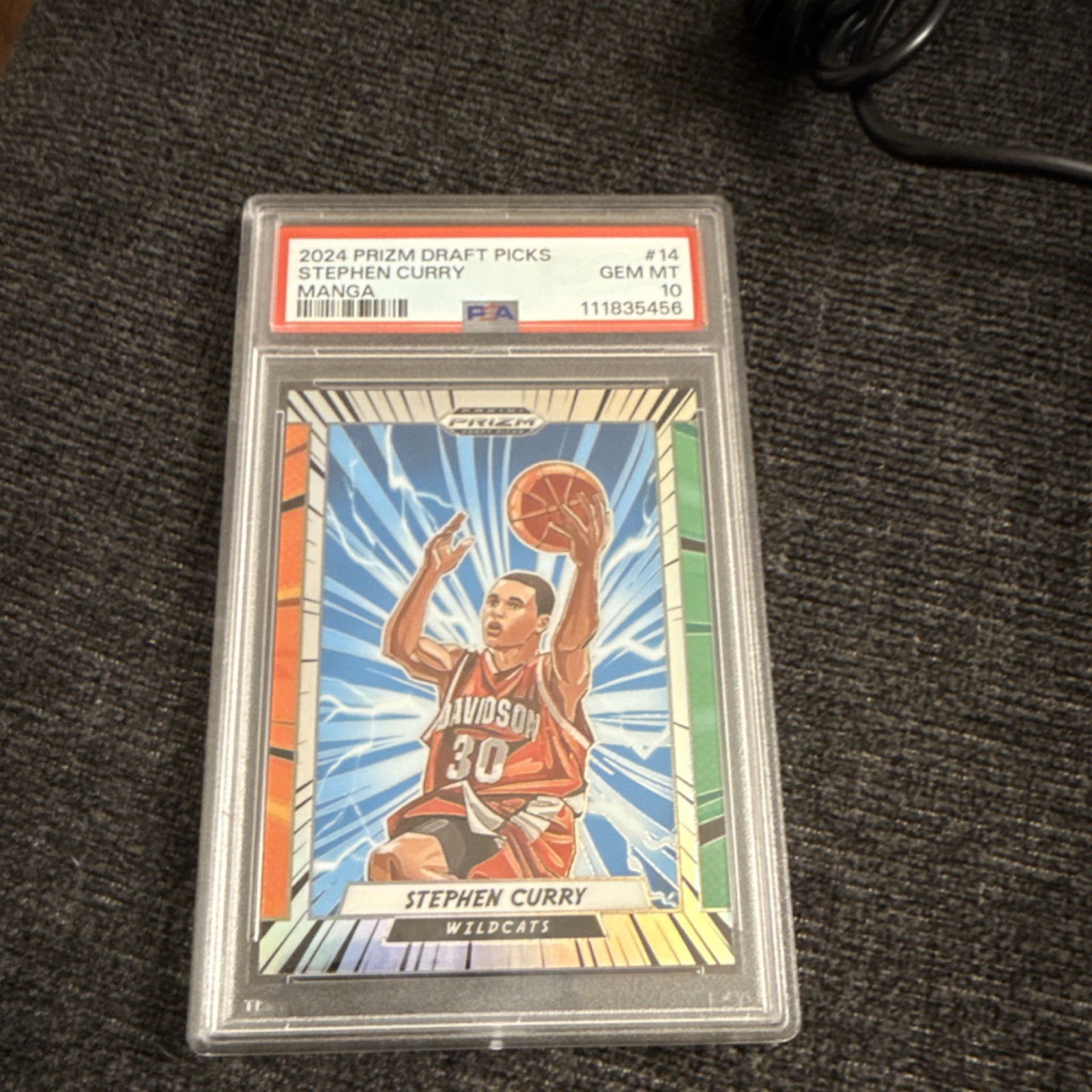 2024 Panini Prizm Draft Picks Manga Stephen Curry Davidson Wildcats #14 PSA 10