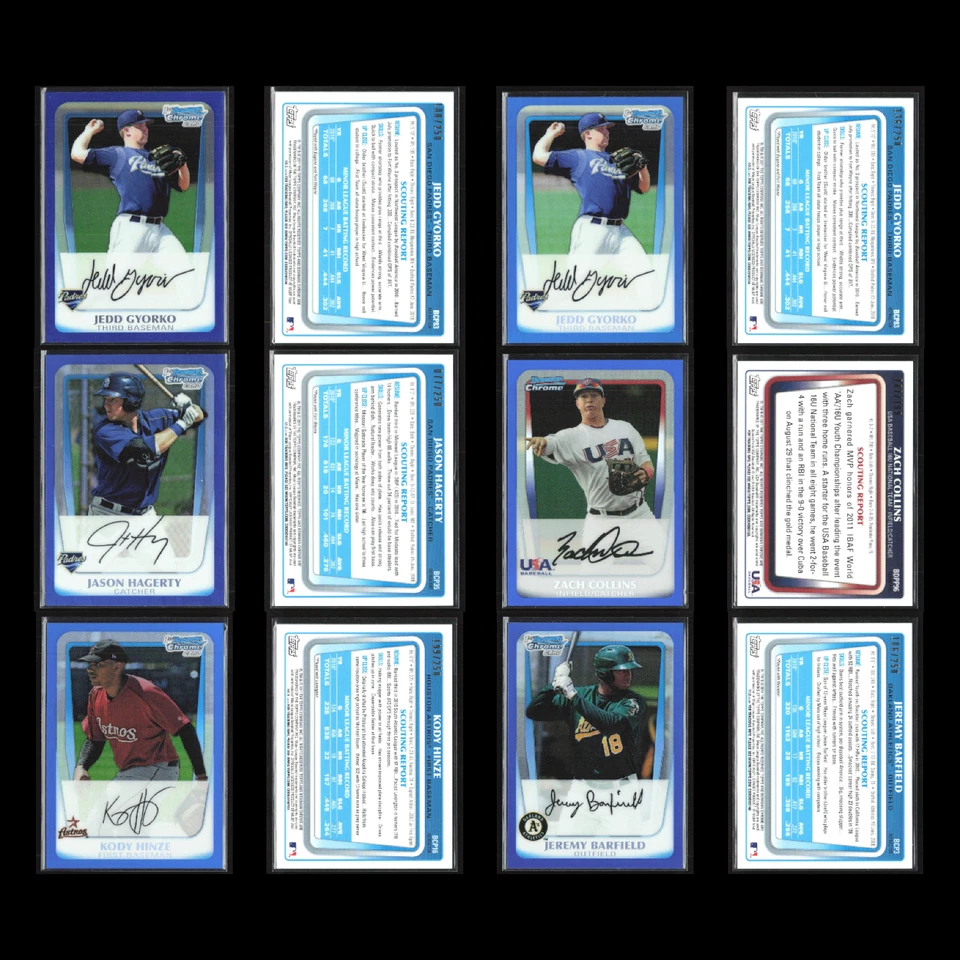 Лот из 50 бейсбольных карточек Bowman Chrome Blue Refractor оптовая продажа огромный! - Изображение 4 из 4