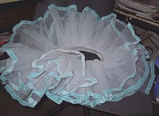 NWT ORGANDY TUTU RIBBON TRIM Ladies Large DANCE 3 LAYER PULL UP BALLET 2 COLORS