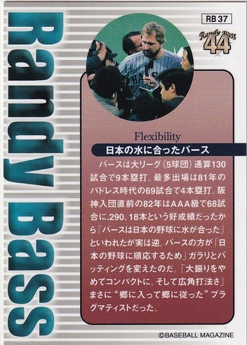Randy Bass SIGNED BBM JAPANESE Limited Edition CARD バース RARE AUTOGRAPHED PROOF - Picture 2 of 3