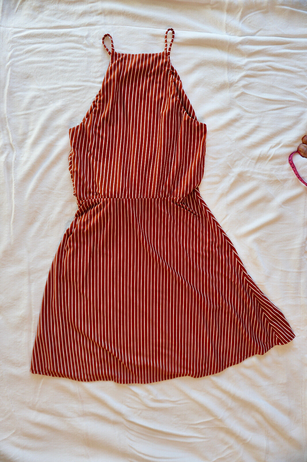 Lola Grace Sleeveless Dress Size S Rust w/White Stripes Cotton