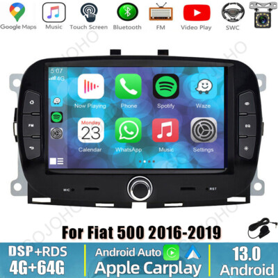 64GB For Fiat 500 2016-2019 Android 13 Apple Carplay Car Stereo Radio GPS Navi