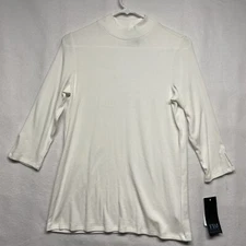 French Dressing FDJ Sweater Womens Size Small White Mock turtleneck * FLAWED