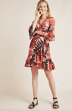 Anthropologie Farm Rio Bruxelles Wrap Mini Dress Size Small Petite