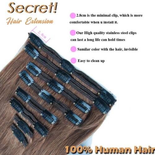 175g++ 8pz SPESSA Clip In Real Remy Extension Capelli Umani Testa Piena Doppia Trama - Foto 4 di 56