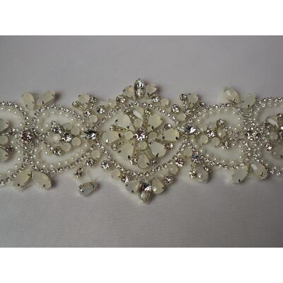 Opalescent beaded bridal belt sash, rhinestone bridal  display picture 2