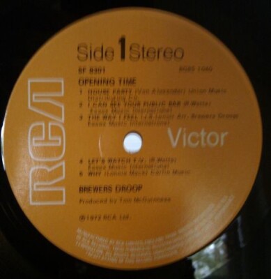 Brewers Droop / Opening Time 1972 UK LP Vinyl RCA Victor Records
