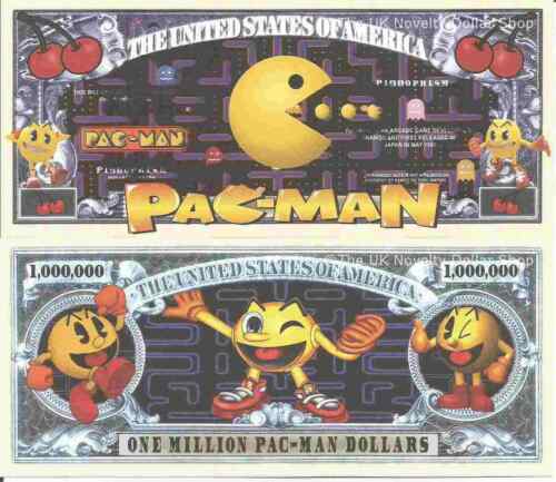 Pac-Man Japanese Arcade Game Million Dollar Bills x 2 Pac Man - Afbeelding 1 van 1