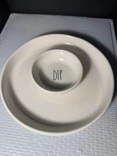 Rae Dunn Ceramic Chip And Dip Serving Tray, large 10" (Z62)