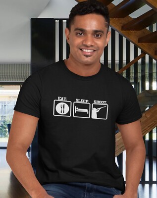 EAT SLEEP SHOOTING T-SHIRT LUSTIGES SHIRT GESCHENK FÜR FREUNDE SHOOTING LIEBHABER GESCHENK TEE TOP
