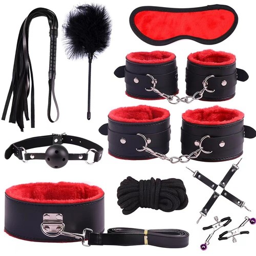 10Pcs Set SM Leather Bondage BDSM Bondage Kit Sex Toy Sexual Bondage for Couple - Picture 11 of 11