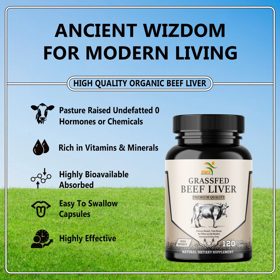 Desiccated Beef Liver Capsules, 100% Grass Fed Undefatted (3 Pack) 360 Capsules - Image 3 of 4