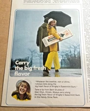 1974 print ad - Wrigley's Gum girl umbrella raincoat BARRI GRUBBS Glen Ellyn IL