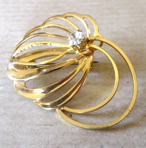 Broche Vintage élégante En Or Couleur – Cristal Et Diamant, Modèle 5275, Ancienne, Pour Collection