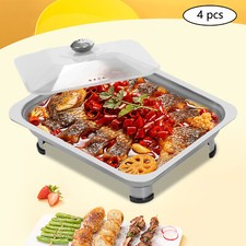4PCS Buffet Dish Tray Food Plate Server Buffet Catering Warmer Dish Serving Tray