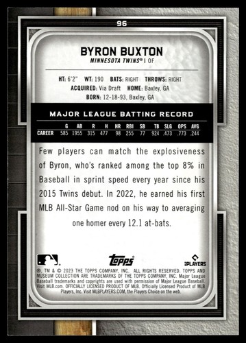 2023 Topps Museum Collection BYRON BUXTON #96 MINNESOTA TWINS - Picture 2 of 2