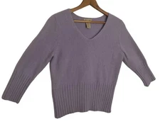 VTG Apostrophe Womens Large Purple Angora Rabbit Hair V Neck Sweater 90s Grunge