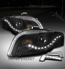 FOR 05-09 AUDI A4 S4 B7 DRL LED BLACK PROJECTOR HEADLIGHTS HEADLAMP W/BUMPER DRL