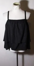 LINEN LOFT Black Linen Layered Spaghetti Strap Top Size M NWT