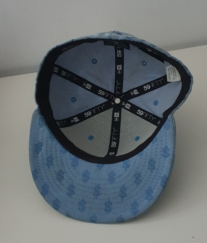 SS18 Supreme Monogram Box Logo New Era 7 1/4 Light Blue cap hat