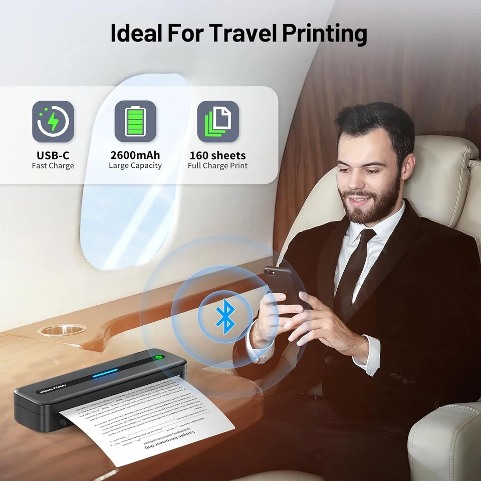 Phomemo M832 A4 Drucker Wireless Bluetooth Thermo-Reisedrucker Inkless Maker DE - Bild 3 von 4