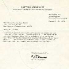 B.F. Skinner (Psychologist) ~ Signed Autograp...